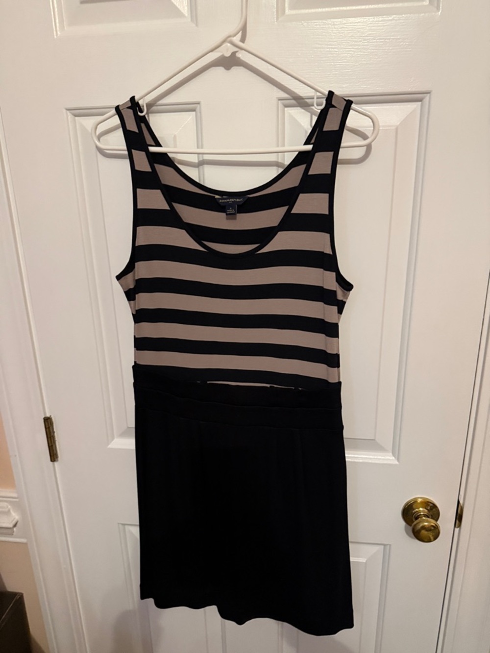 Banana Republic Black and Beige Striped Mini Dress